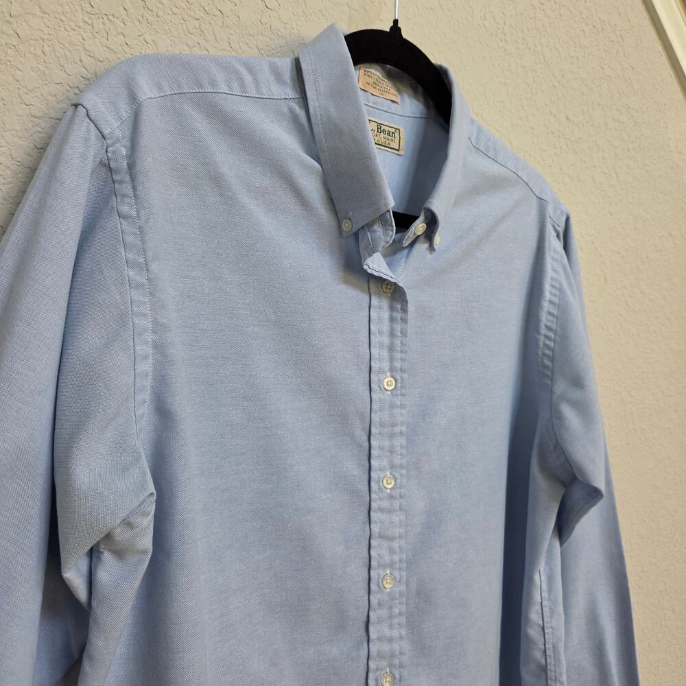 L.L. Bean Vintage Oxford Shirt Womens Large Blue Button Down Preppy 80s 90s USA - Picture 7 of 10